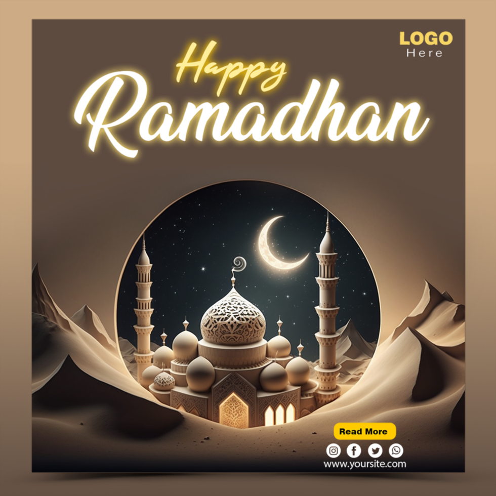 Ramadan Kareem social media template with islamic background design psd