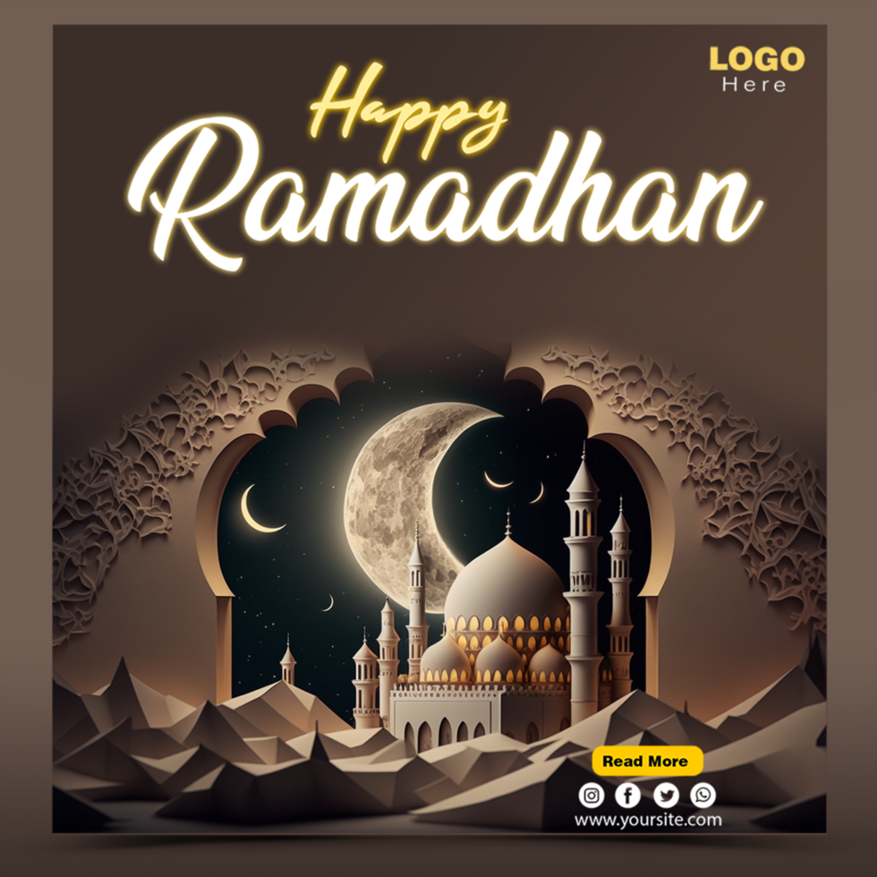 Ramadan Kareem social media template with islamic background design psd