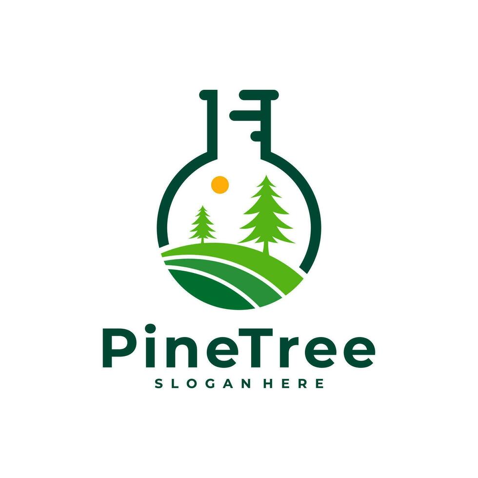 Pine Tree with Lab logo design vector. Creative Pine Tree logo concepts template vector