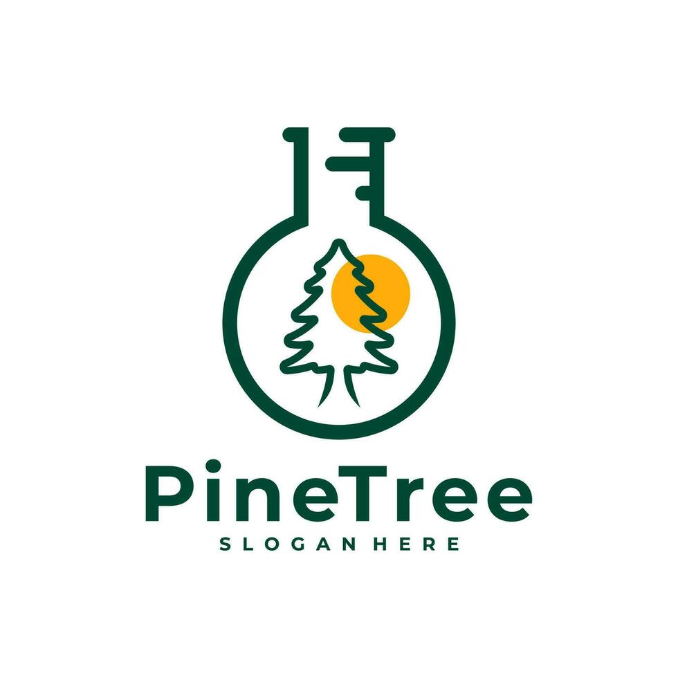 Pine Tree with Lab logo design vector. Creative Pine Tree logo concepts template vector