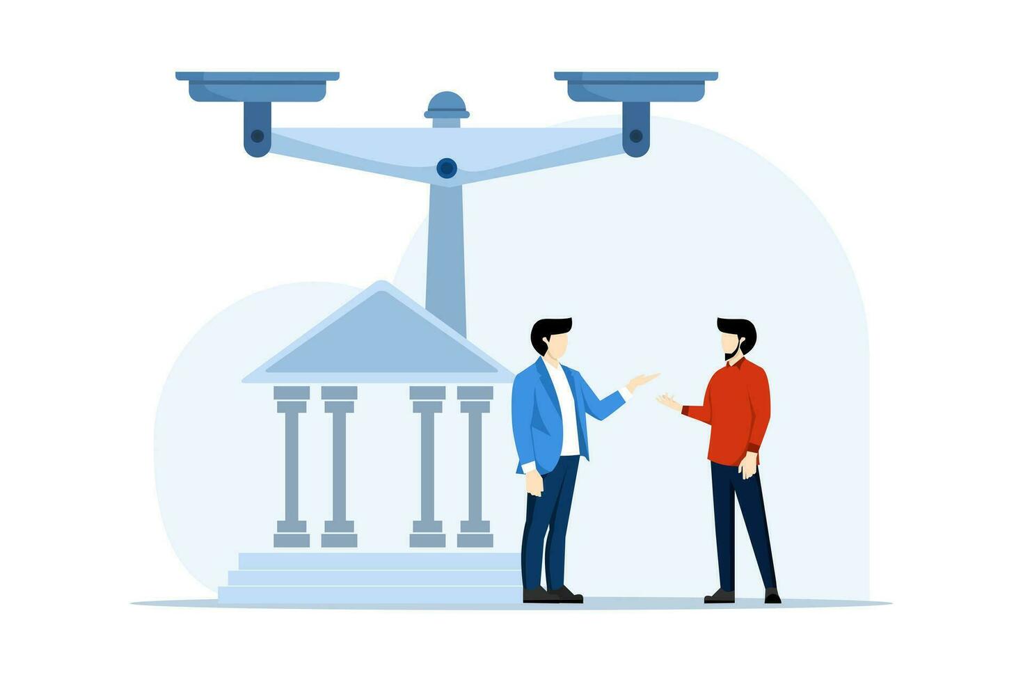 legal advice concept, law and justice scene, lawyer consultant client, judge knocking with wooden gavel, ethical and moral corporate justice protection. flat vector illustration banner for website.