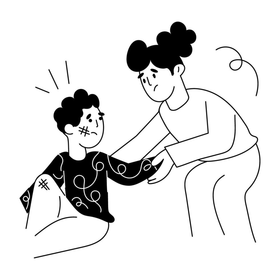 Trendy Worried Mom vector