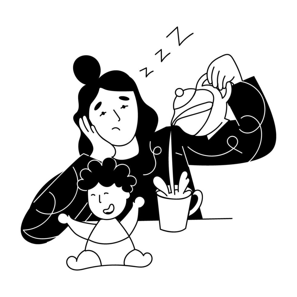 Trendy Sleepy Mom vector