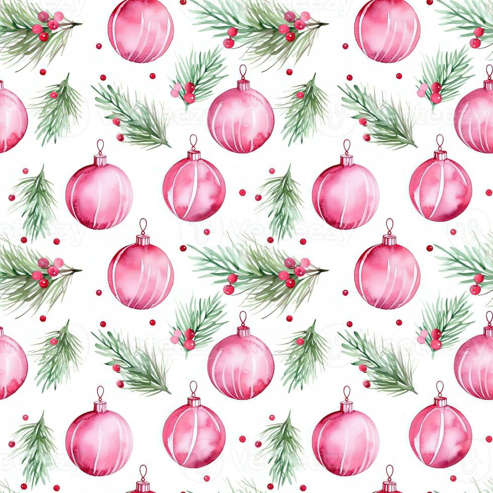 Watercolor Christmas seampless pattern. Perfect as digital paper, wrapping paper, fabric, wallpaper, scrapbooking photo