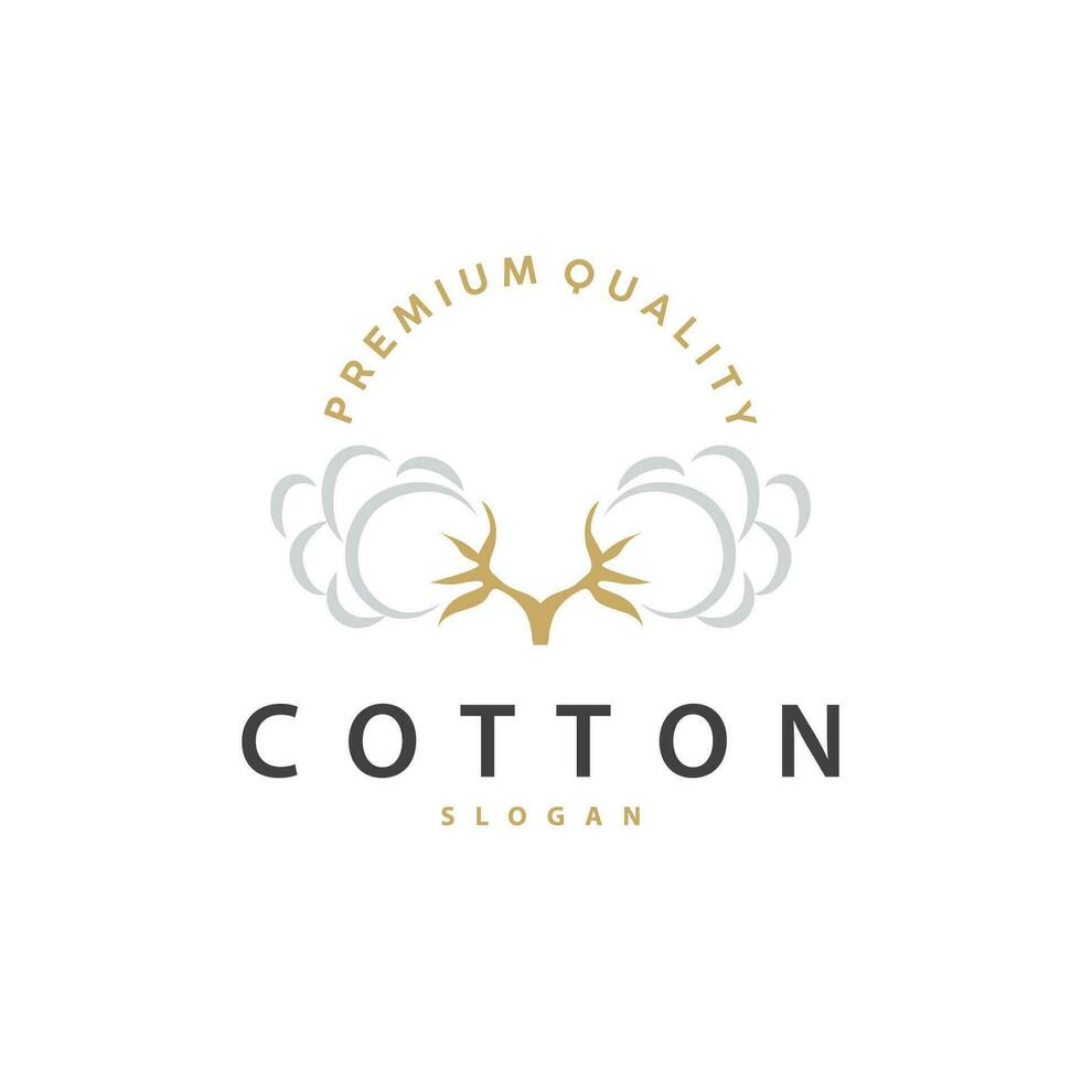 algodón logo, suave y suave algodón planta diseño para negocio marcas con sencillo líneas y vástago vector