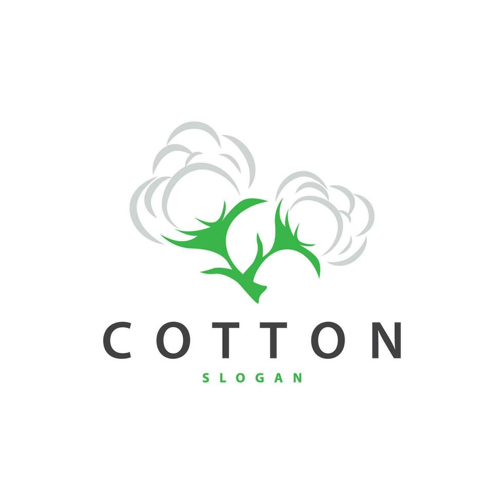 Cotton Logo, Soft and Smooth Cotton Plant Design for Business Brands with Simple Lines And Stem vector