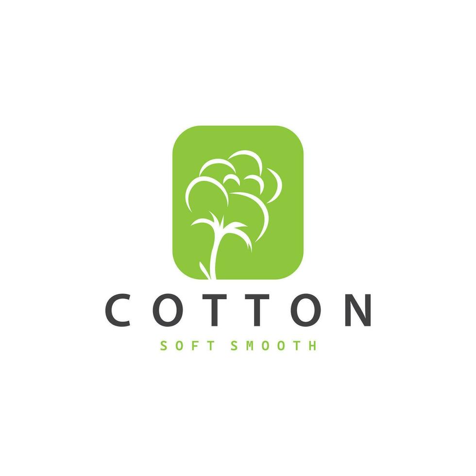 Cotton Logo, Soft and Smooth Cotton Plant Design for Business Brands with Simple Lines And Stem vector