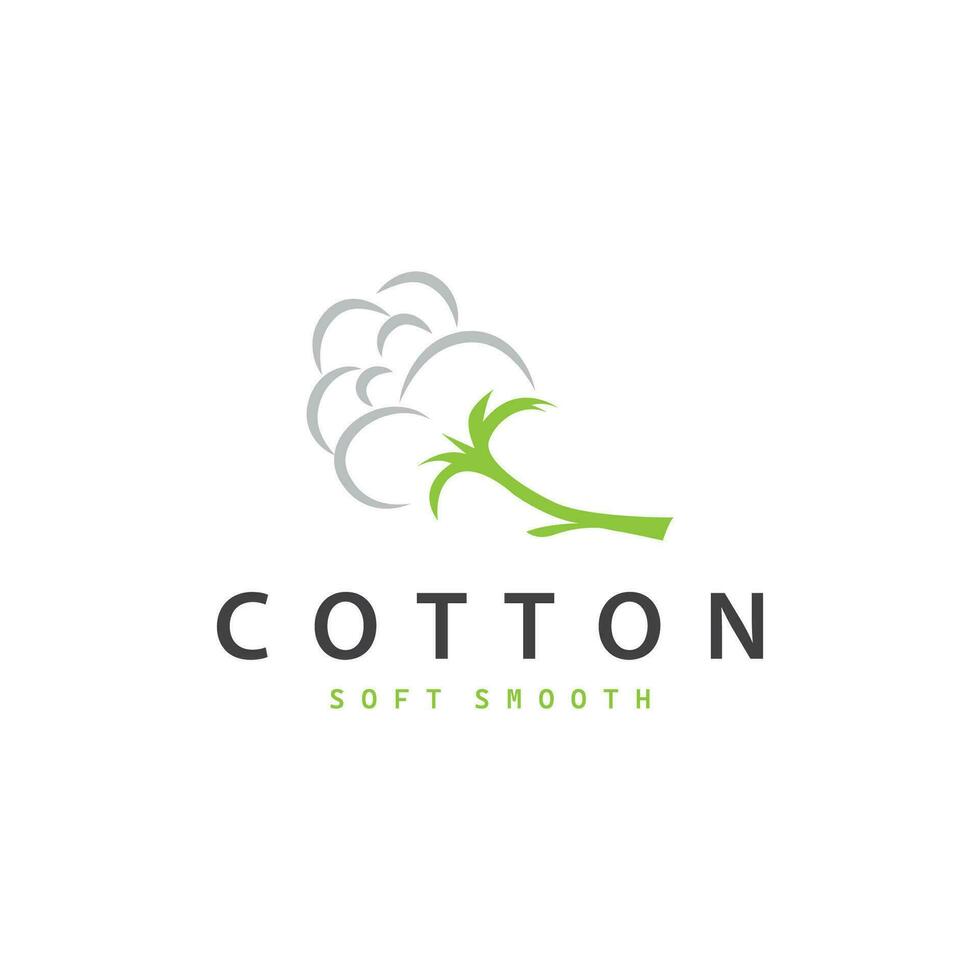 Cotton Logo, Soft and Smooth Cotton Plant Design for Business Brands with Simple Lines And Stem vector