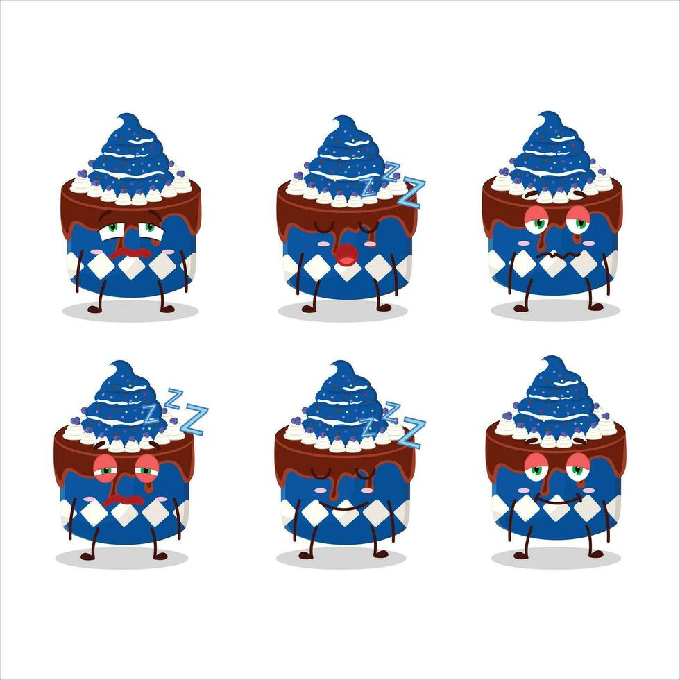 Cartoon character of sweety cake blueberry with sleepy expression vector