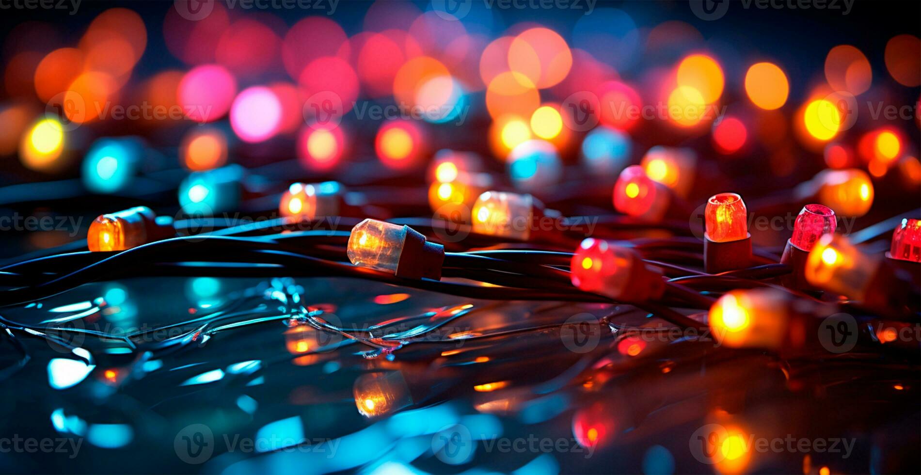 Small bright light bulbs, micro diodes - AI generated image photo