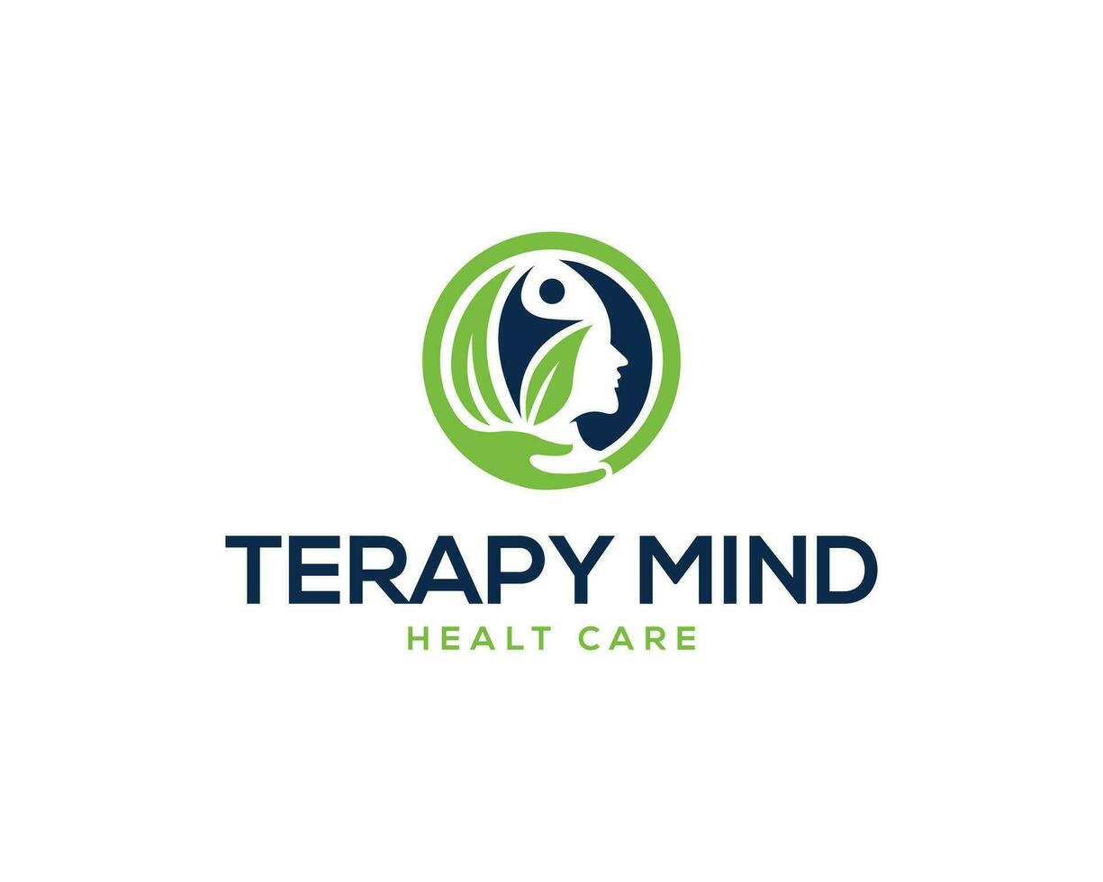 Natural therapy mind for health logo design simple vector template.