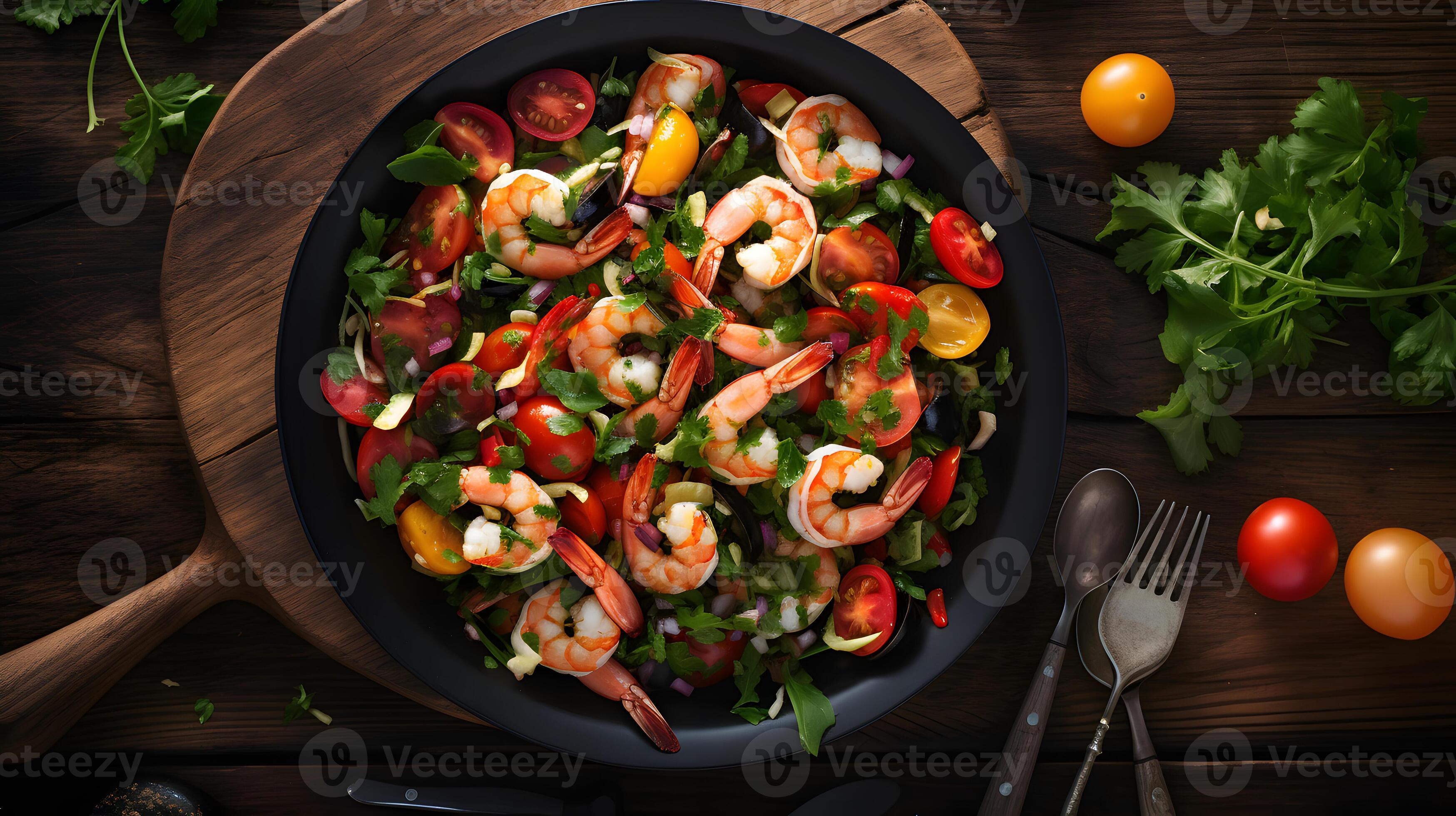 italian shrimp salad Top View AI Generative 33652047 Stock Photo at