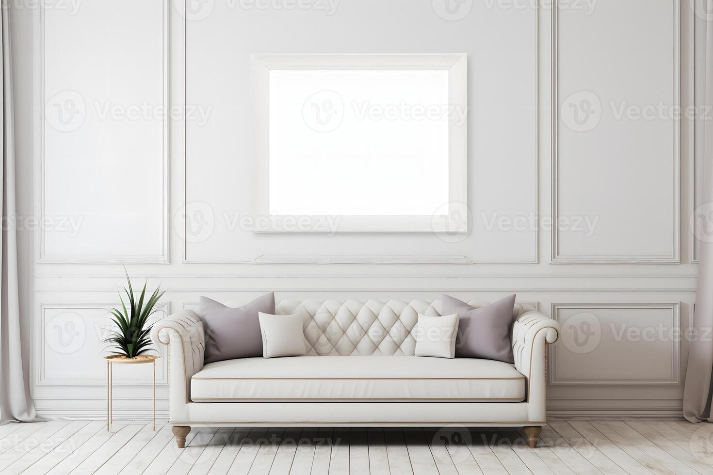 blank empty photo frame mockup in Luxury Living room AI Generative image