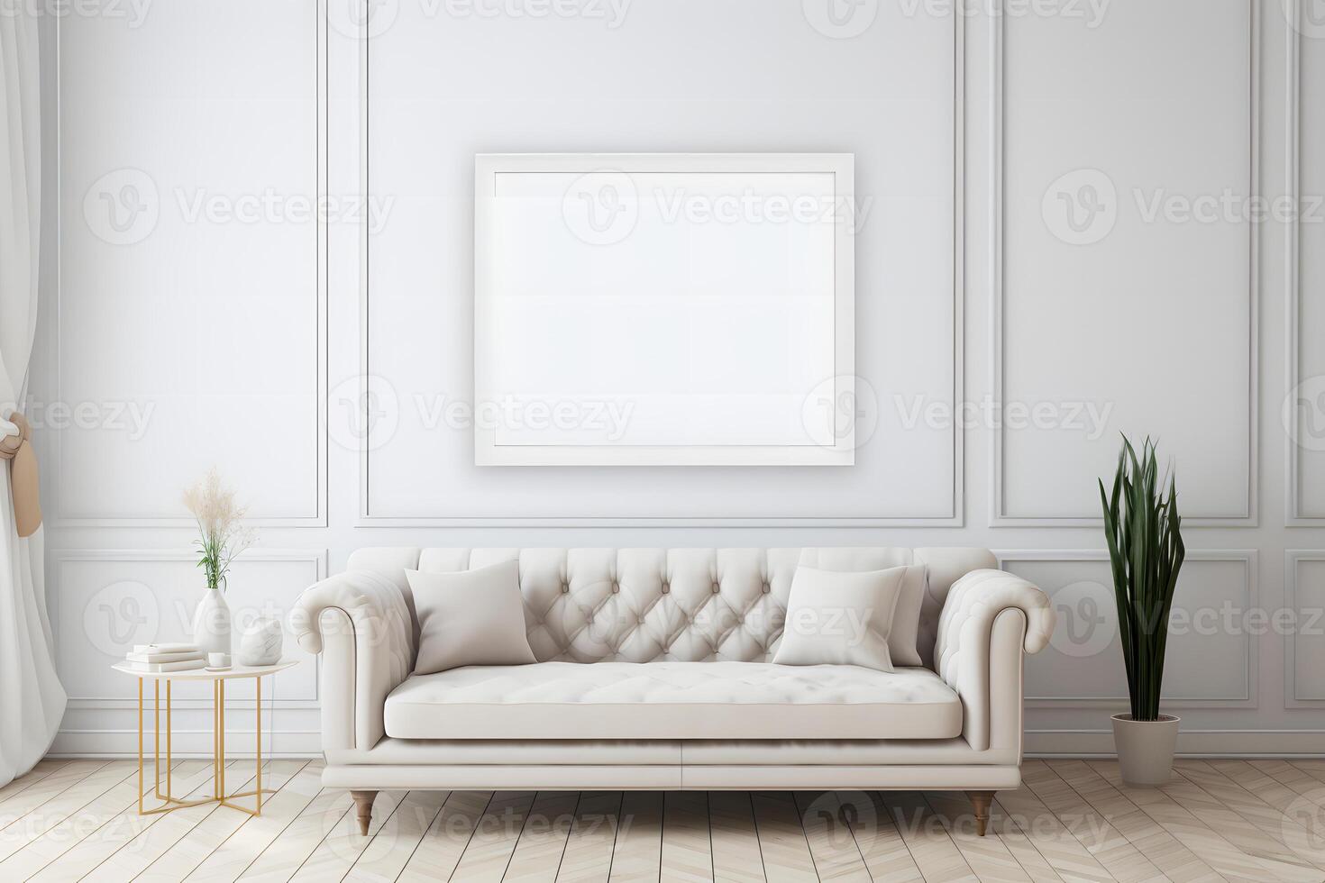 blank empty photo frame mockup in Luxury Living room AI Generative image