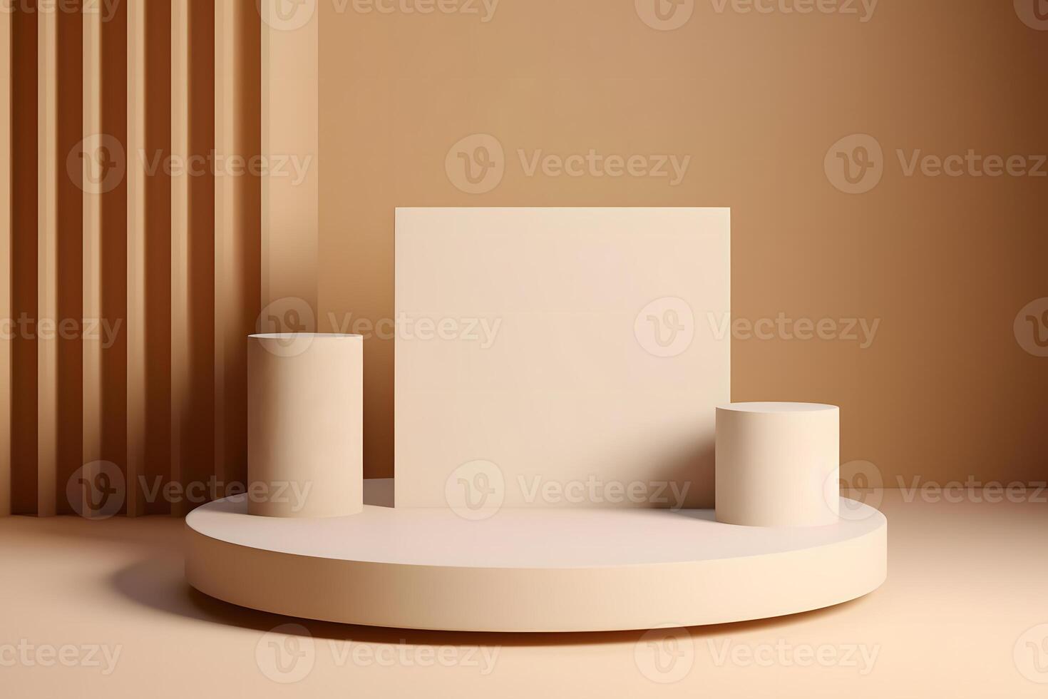 Beige podium stage for display products photo