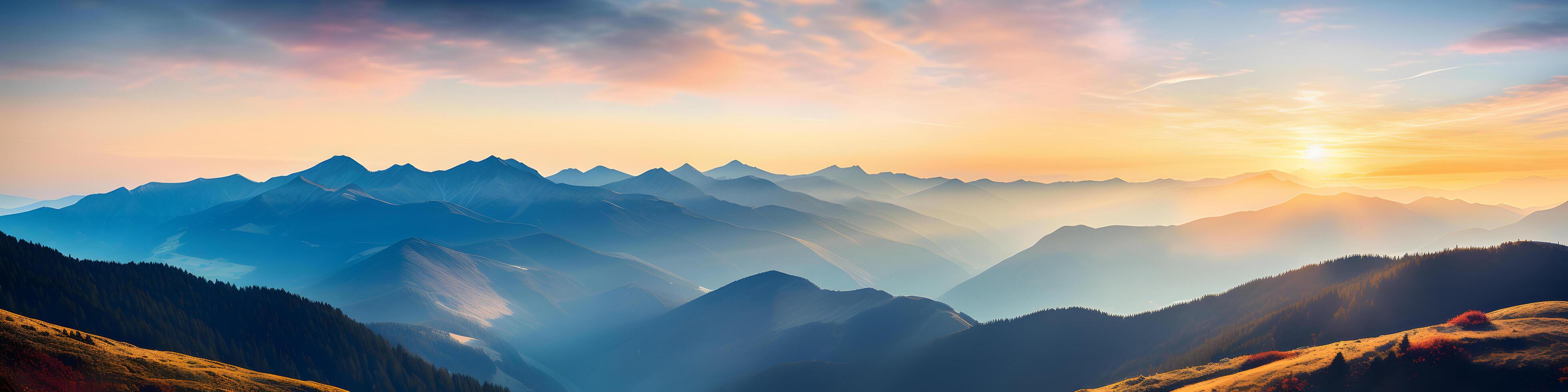 Mountain landscape at sunset AI Generative Image photo