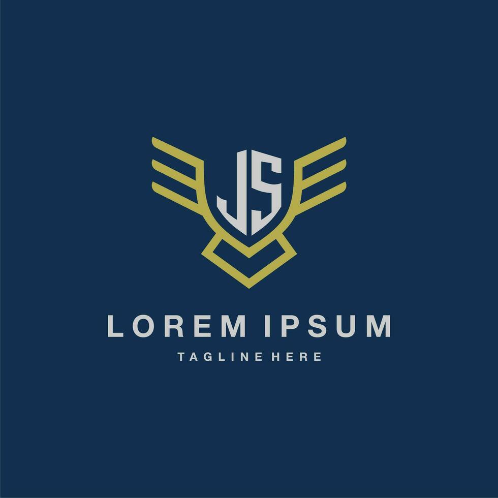 JS initial monogram logo for creative eagle line image vector design