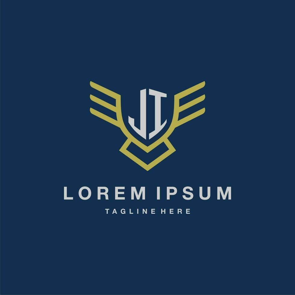 JI initial monogram logo for creative eagle line image vector design