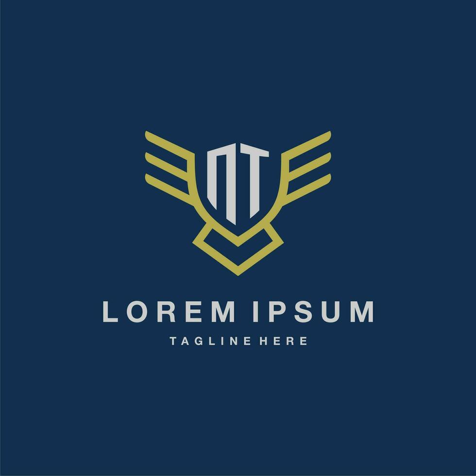 NT initial monogram logo for creative eagle line image vector design
