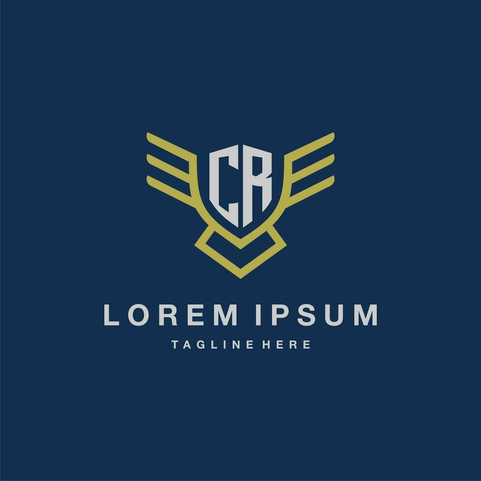 CR initial monogram logo for creative eagle line image vector design