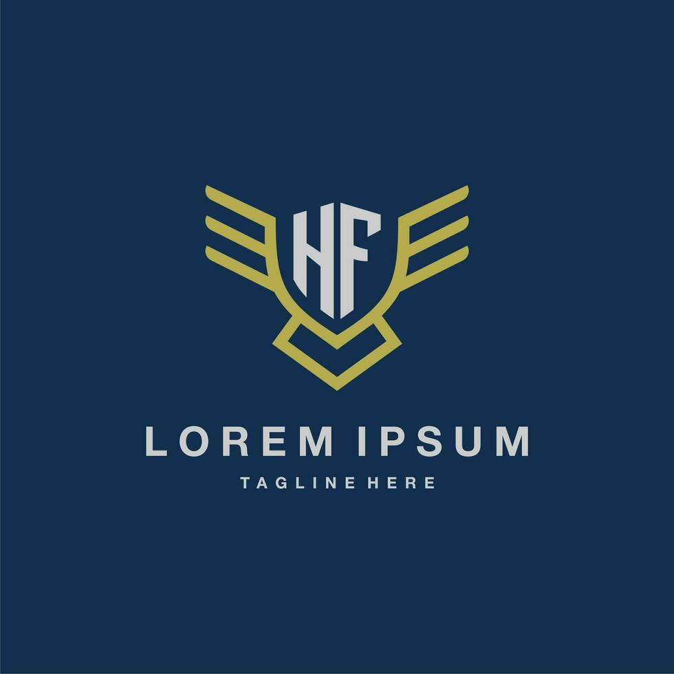 HF initial monogram logo for creative eagle line image vector design