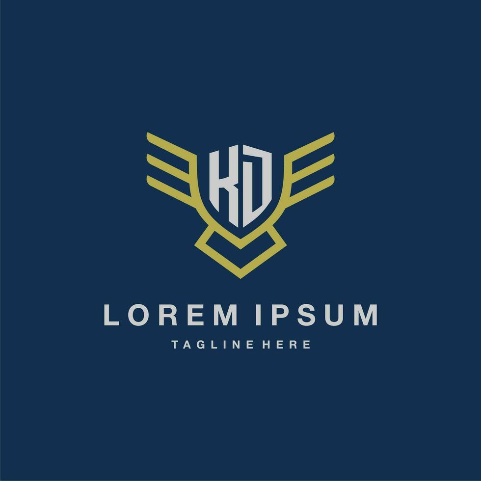 KD initial monogram logo for creative eagle line image vector design