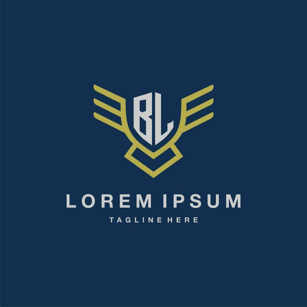 BL initial monogram logo for creative eagle line image vector design