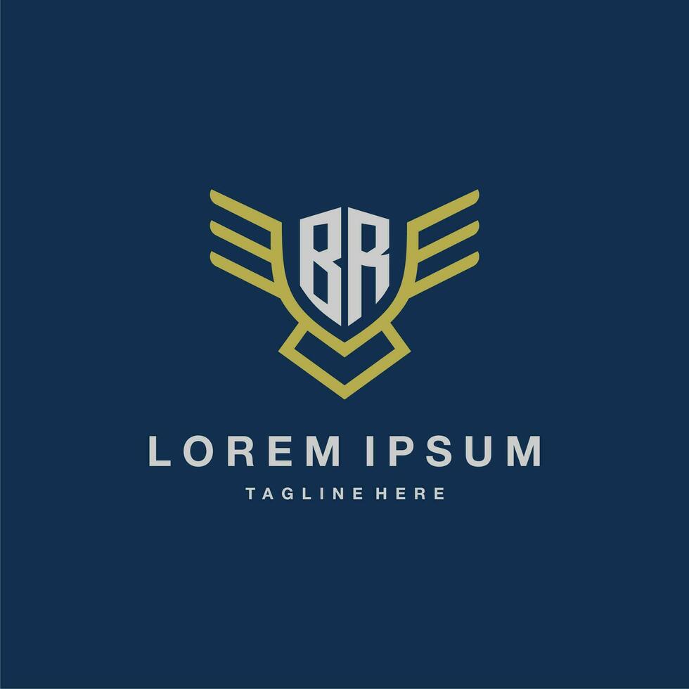 BR initial monogram logo for creative eagle line image vector design