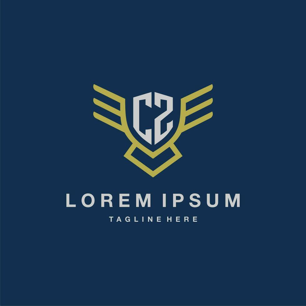 CZ initial monogram logo for creative eagle line image vector design