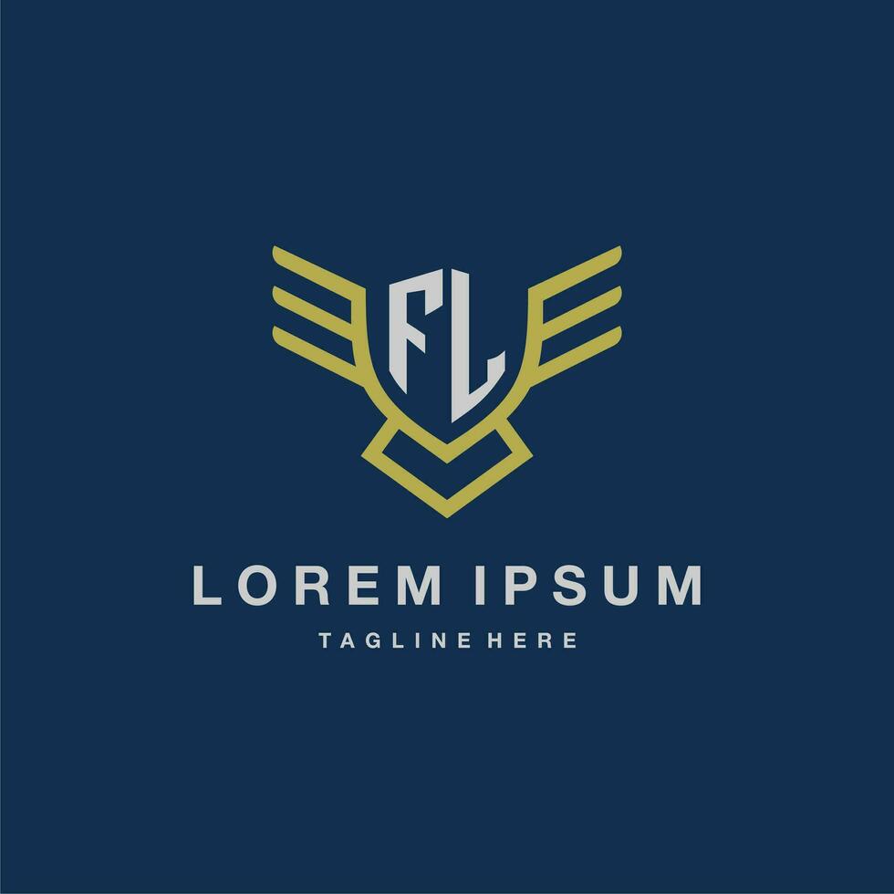 FL initial monogram logo for creative eagle line image vector design