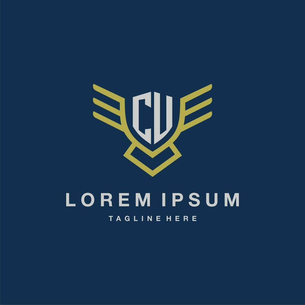 CU initial monogram logo for creative eagle line image vector design