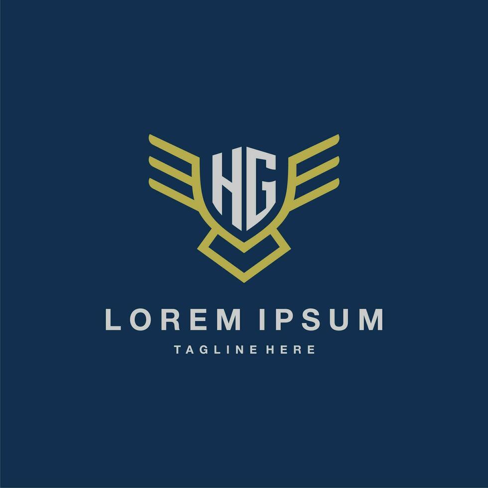 HG initial monogram logo for creative eagle line image vector design