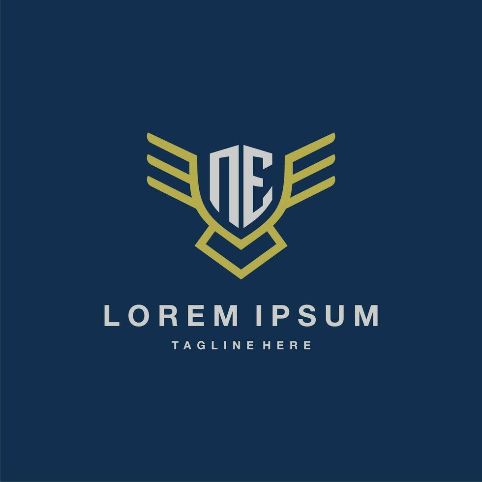 NE initial monogram logo for creative eagle line image vector design