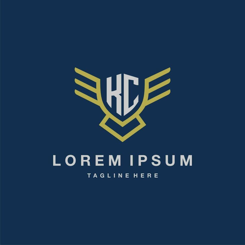 KC initial monogram logo for creative eagle line image vector design