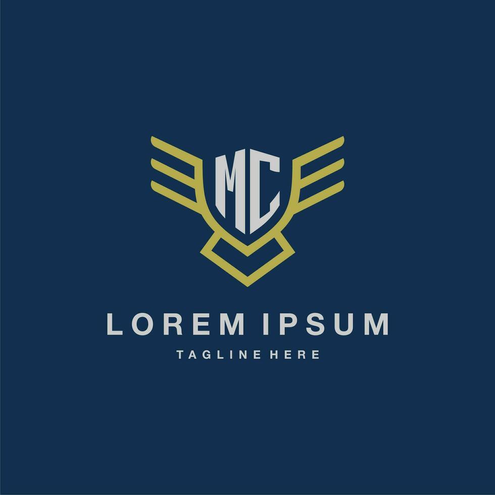 MC initial monogram logo for creative eagle line image vector design