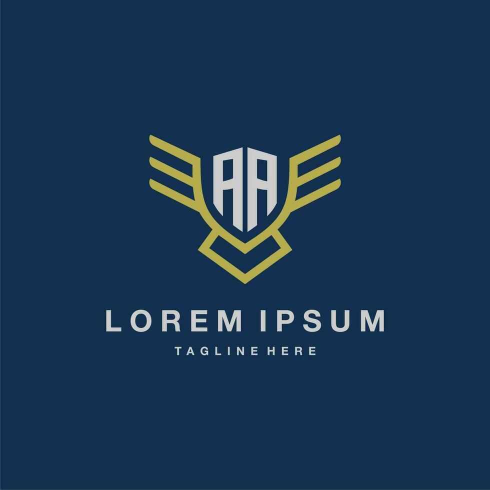 AA initial monogram logo for creative eagle line image vector design