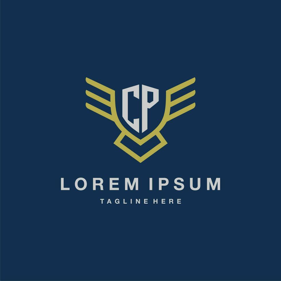 CP initial monogram logo for creative eagle line image vector design
