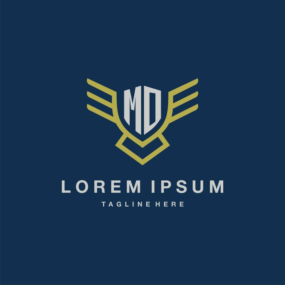 MO initial monogram logo for creative eagle line image vector design