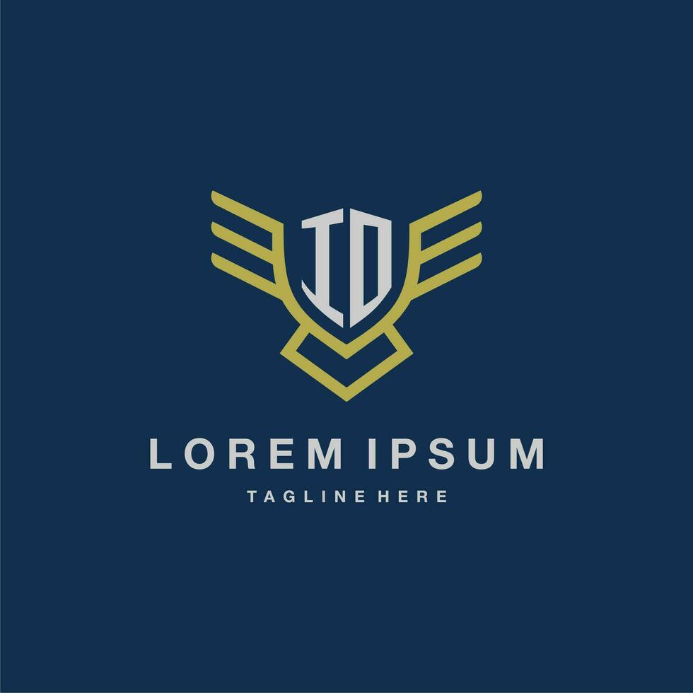 IO initial monogram logo for creative eagle line image vector design