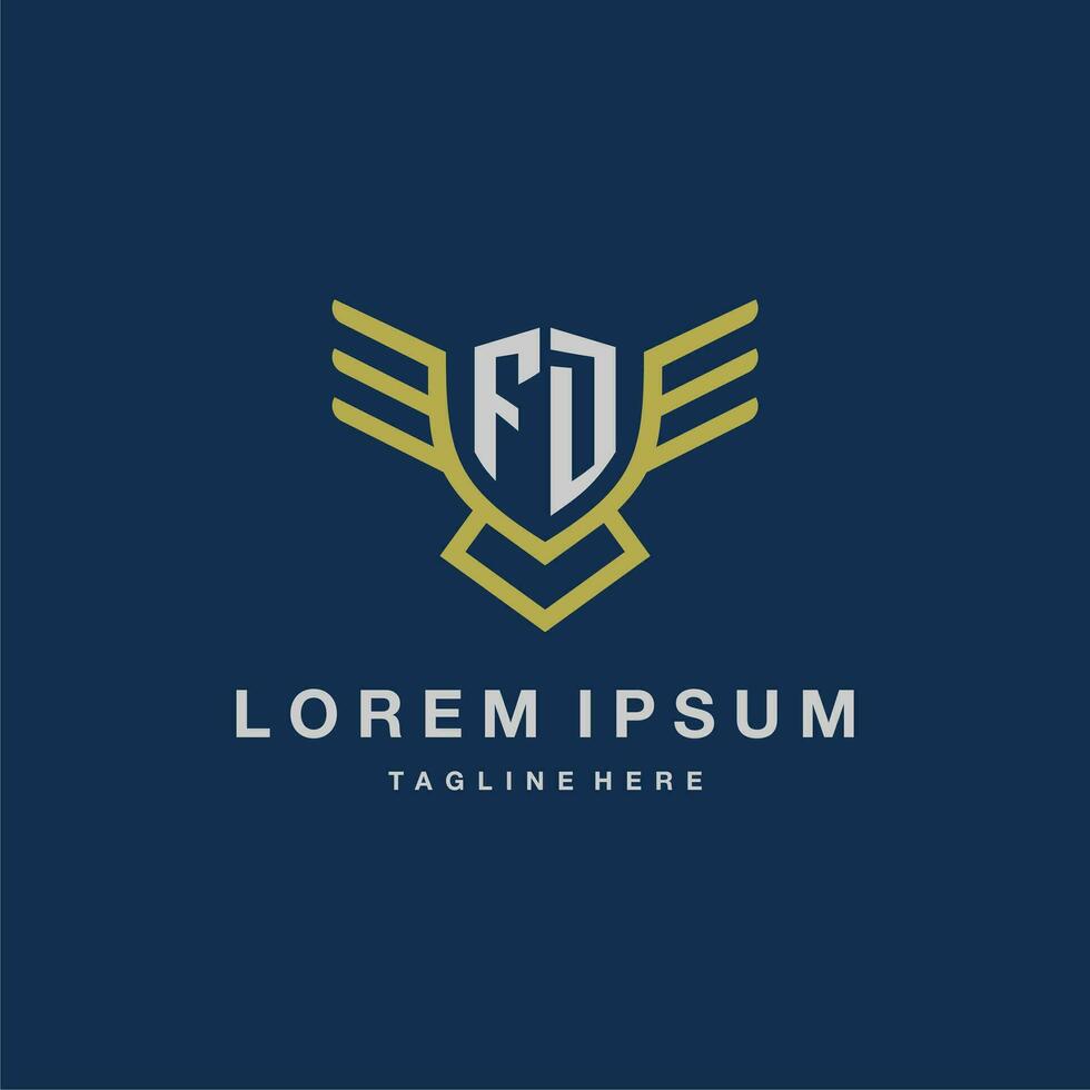 FD initial monogram logo for creative eagle line image vector design