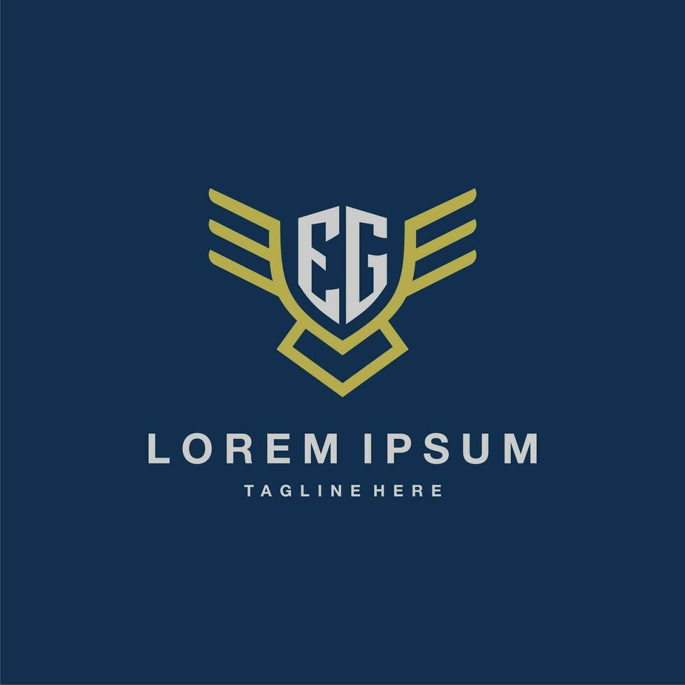 EG initial monogram logo for creative eagle line image vector design