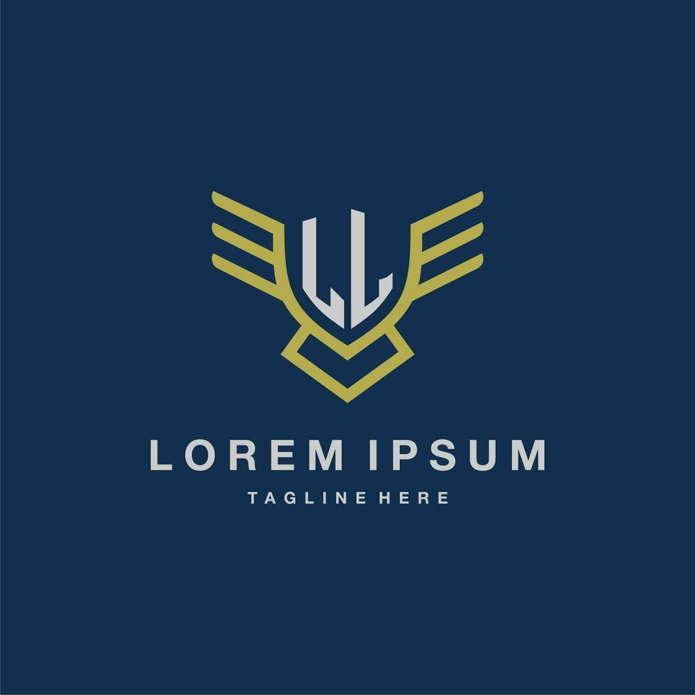 LL initial monogram logo for creative eagle line image vector design