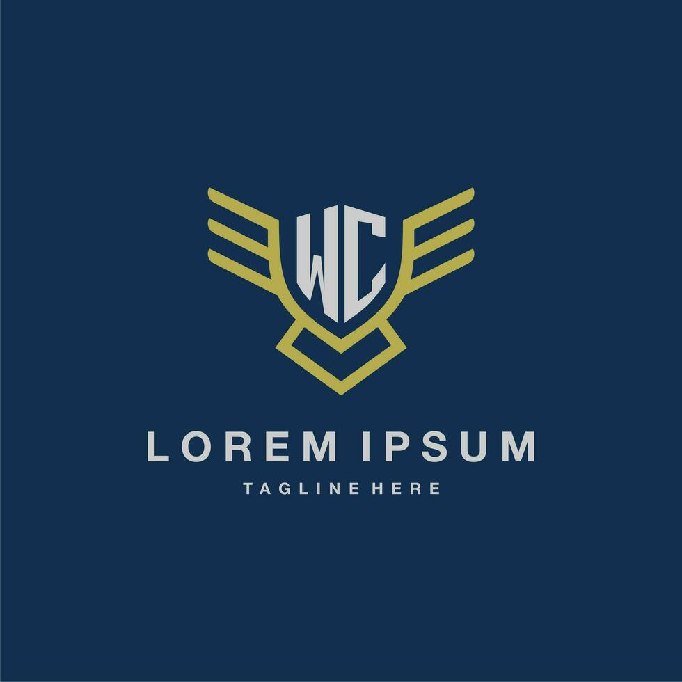 WC initial monogram logo for creative eagle line image vector design