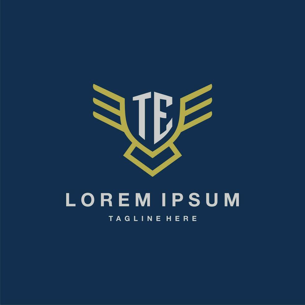 TE initial monogram logo for creative eagle line image vector design