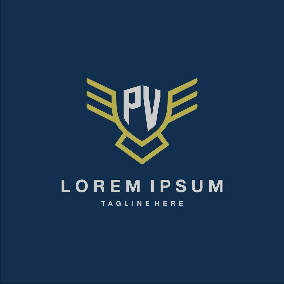 PV initial monogram logo for creative eagle line image vector design