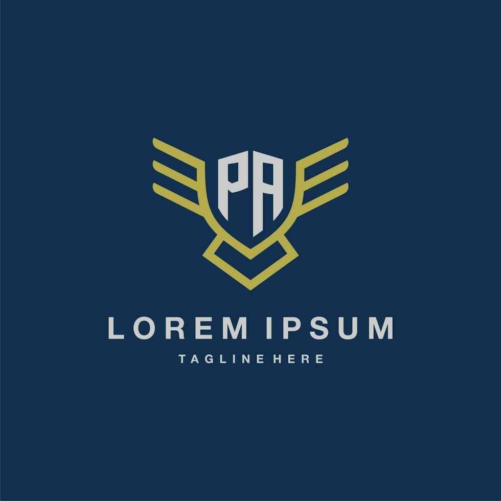 PA initial monogram logo for creative eagle line image vector design