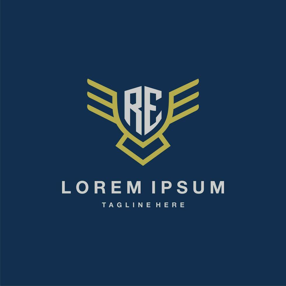 RE initial monogram logo for creative eagle line image vector design