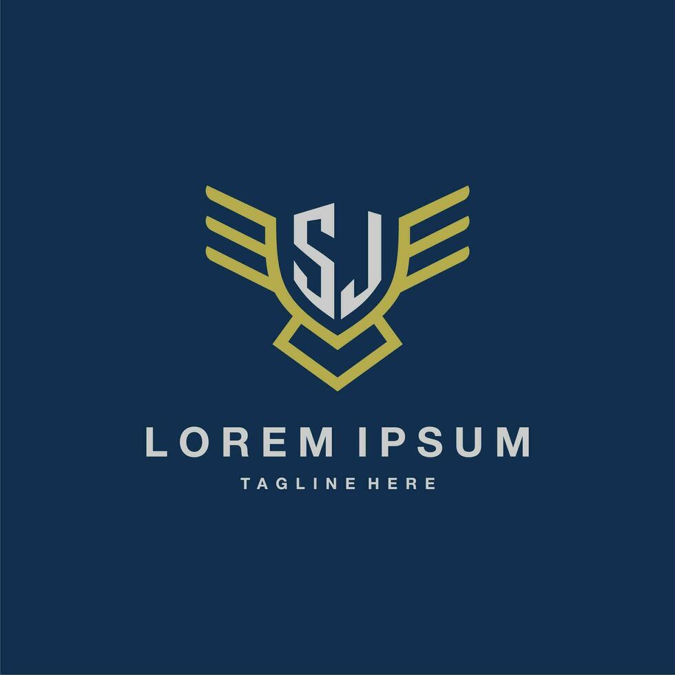 SJ initial monogram logo for creative eagle line image vector design