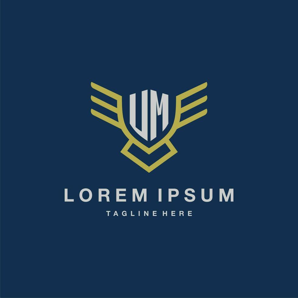 UM initial monogram logo for creative eagle line image vector design