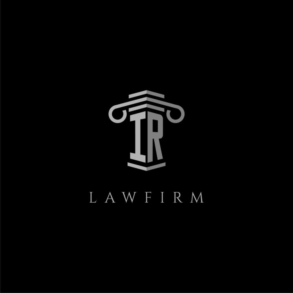 IR initial monogram logo lawfirm with pillar design vector
